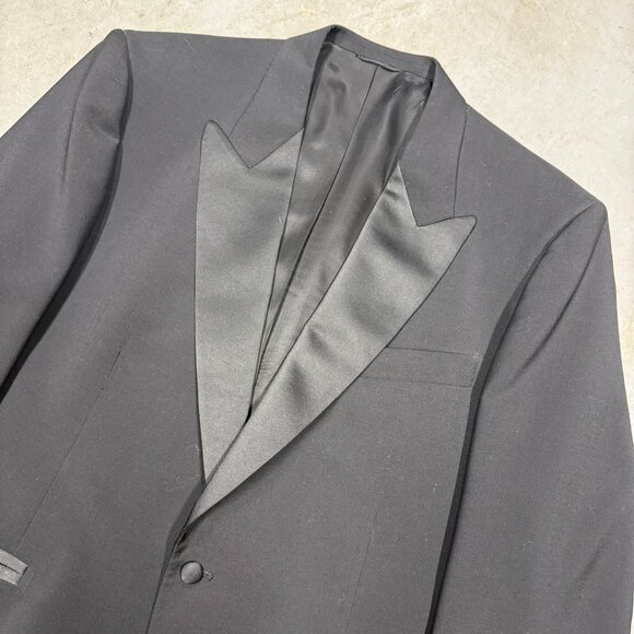 Coppley Warren K Cook Tuxedo 2pc Silk Peak Lapel Wool Mohair Black 46R 38x32 - Picture 2 of 12